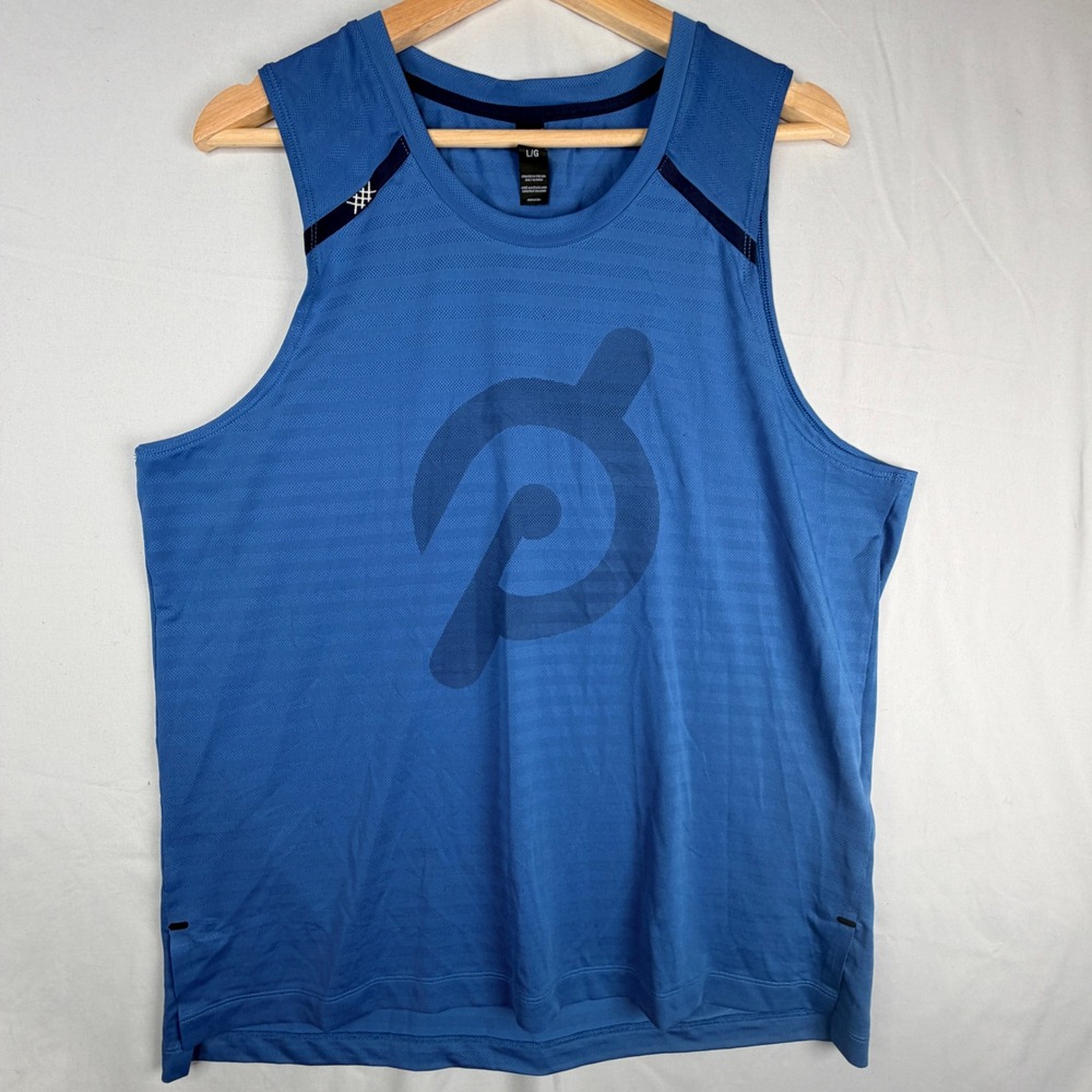Rhone x Peloton Mens Swift Tank Top Blue Sleeveless Athletic Workout Shirt L